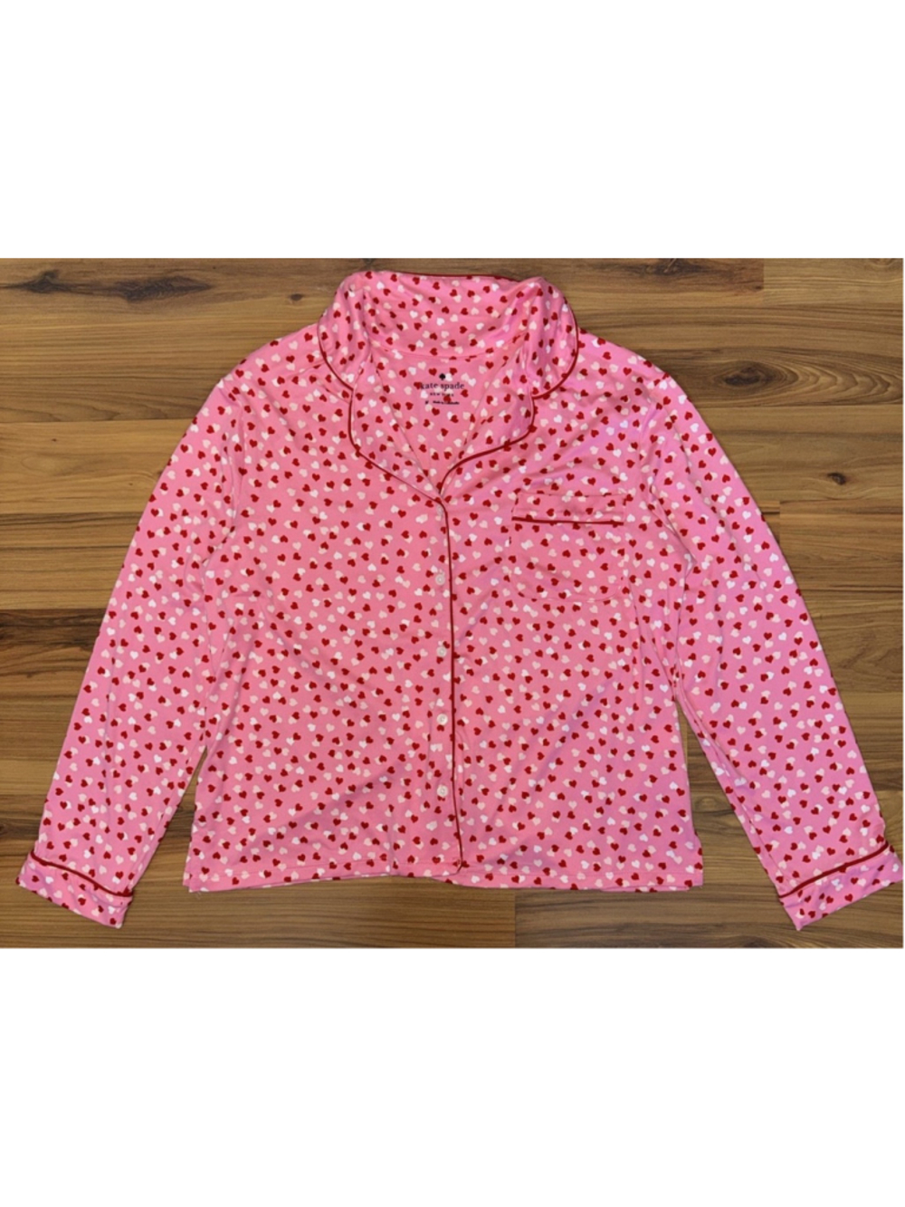 Kate Spade New York Heart Print Pajama Set Pink Loungewear Soft Girl PJ Medium - Picture 2 of 15